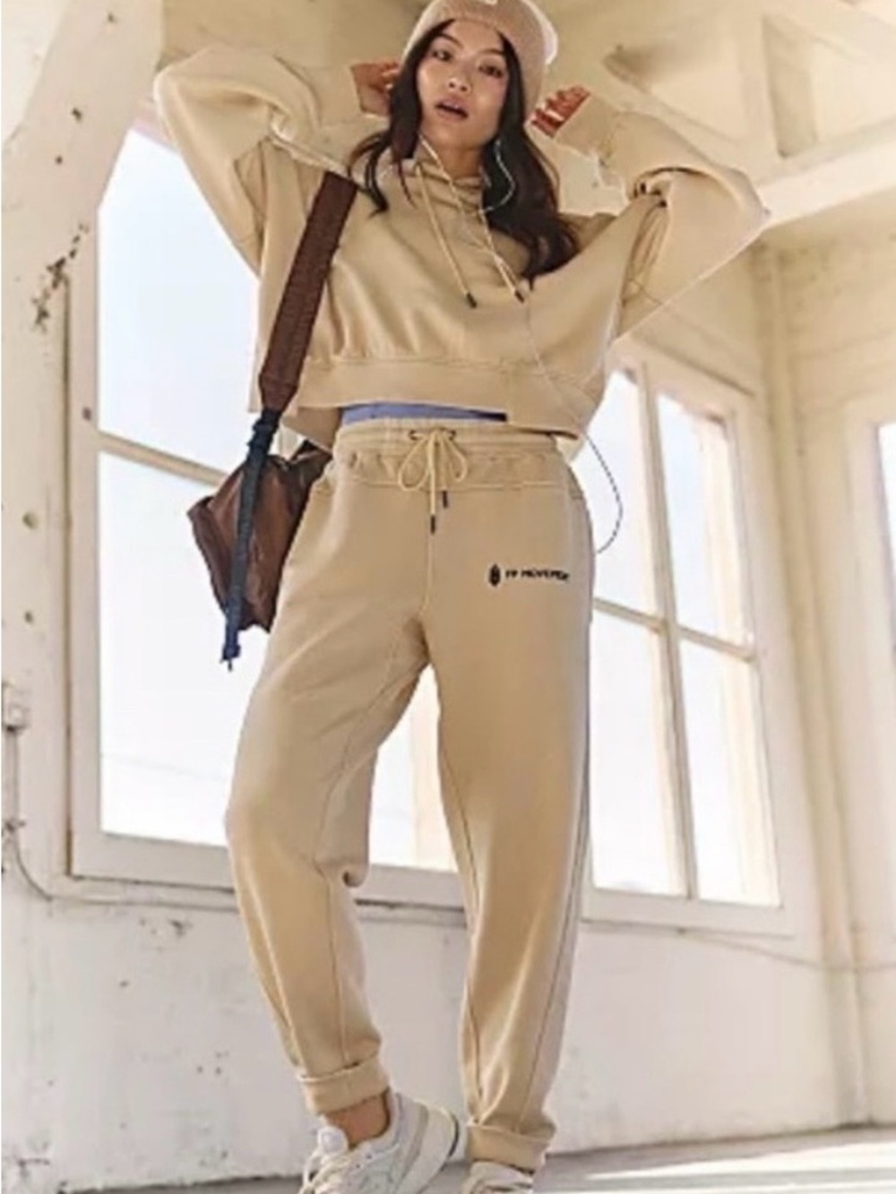 Free People FP Movement Hoodie & Jogger Set Cream size M